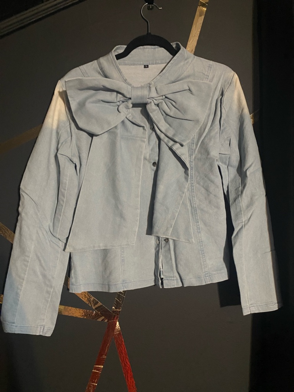 Light Blue Bow-Front Women's Shirt